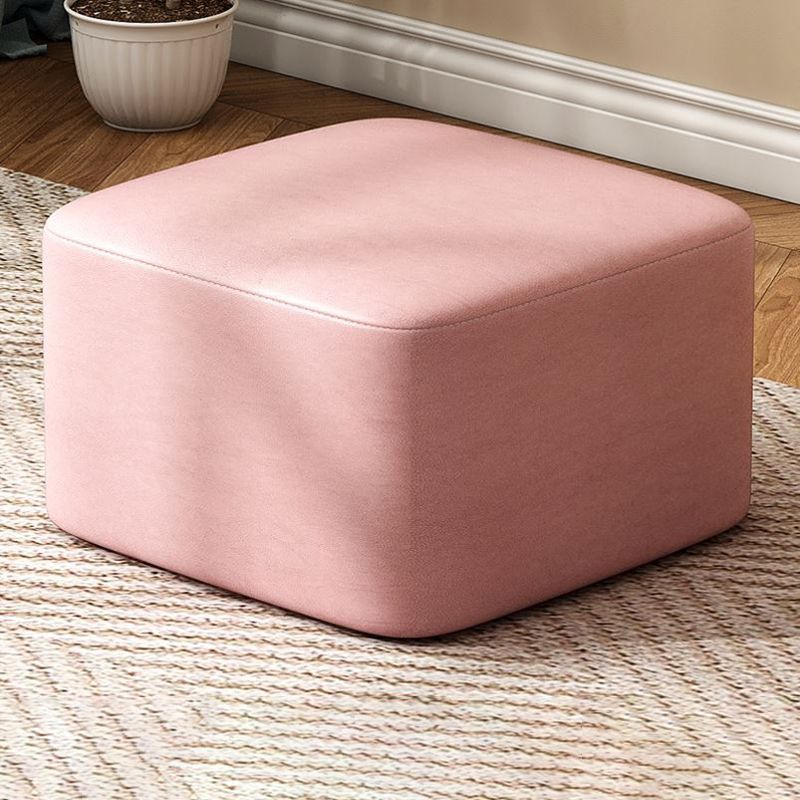 Modern Stain Resistant Standard Round Yellow Leather Ottoman for Living Room