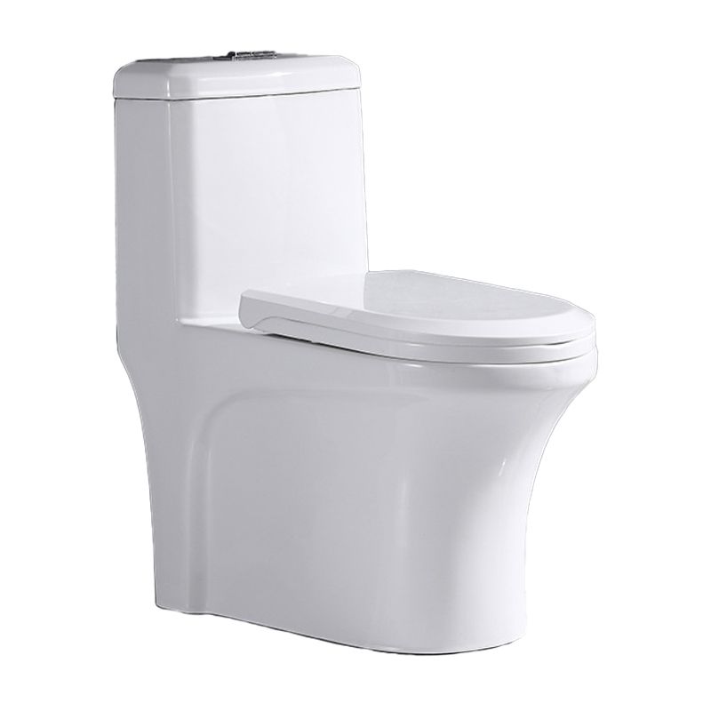 Traditional One Piece Toilet Floor Mounted White Toilet Bowl with Seat for Washroom