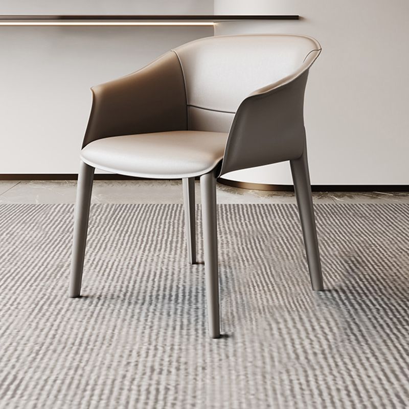 Modern Style Arm Chair Metal Solid Back Dining Room Chair for Kitchen