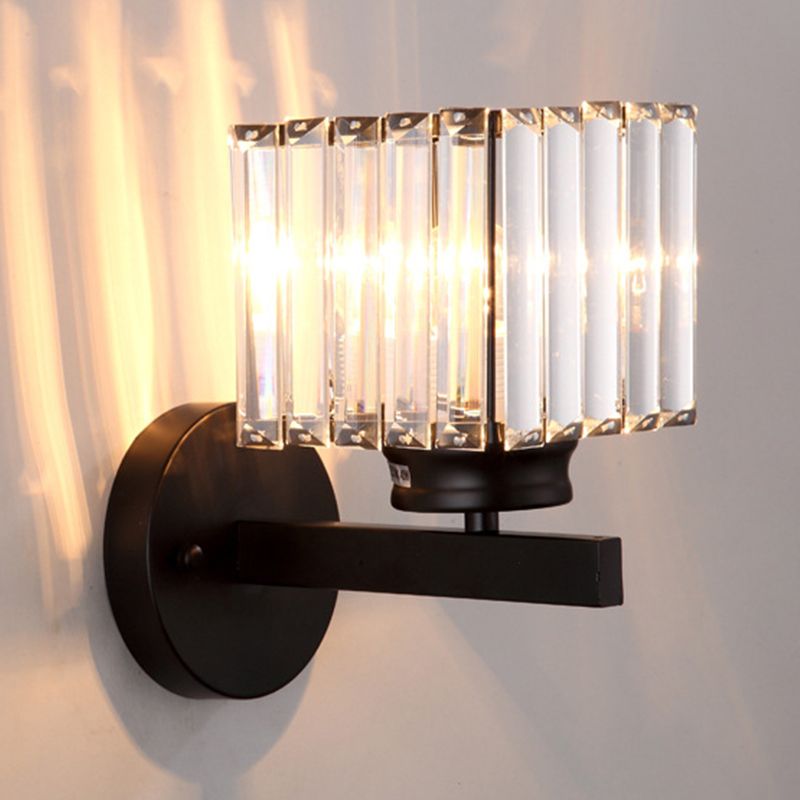 1 Light Geometric Wall Mounted Lamp Simplicity Crystal in Black/Gold