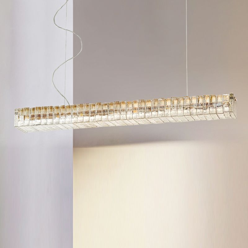 Modern Dining Chandelier Pendant Kitchen Dining Room Long Strip Crystal Hanging Lamp