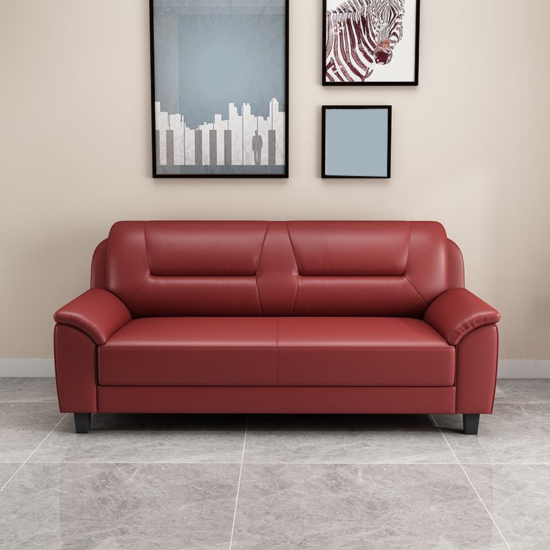 31.50" H Faux Leather Pillow Top Arm Sofa with Cushions for Living Room