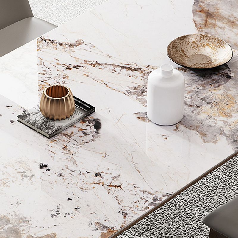 Rectangle Sintered Stone Table for Restaurant Medieval Modern Table with 4 Legs