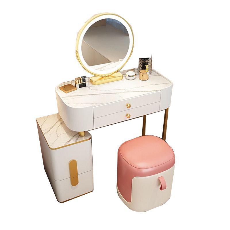 Modern Lighted Mirror Makeup Vanity Desk Storage Box Makeup Vanity Set with Drawer
