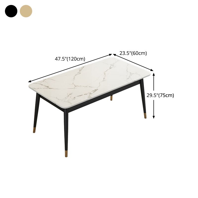 Sintered Stone Dining Table Traditional Luxury 4 Legs Table with Metal Base
