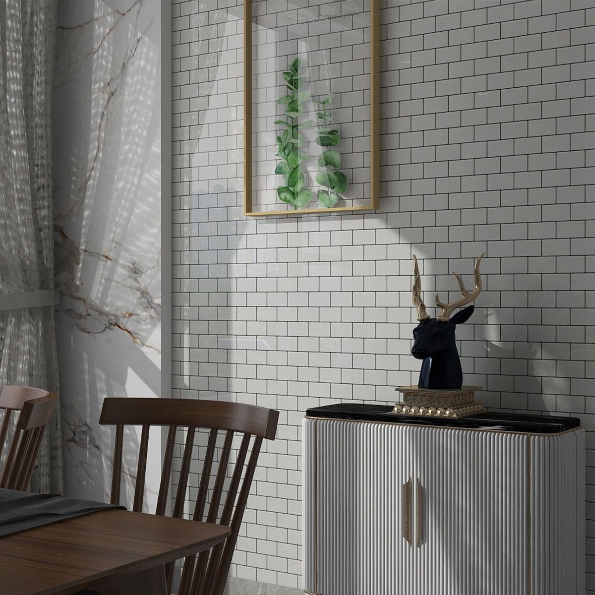 White Subway Tile Water-resistant PVC Peel & Stick Tile for Backsplash Wall
