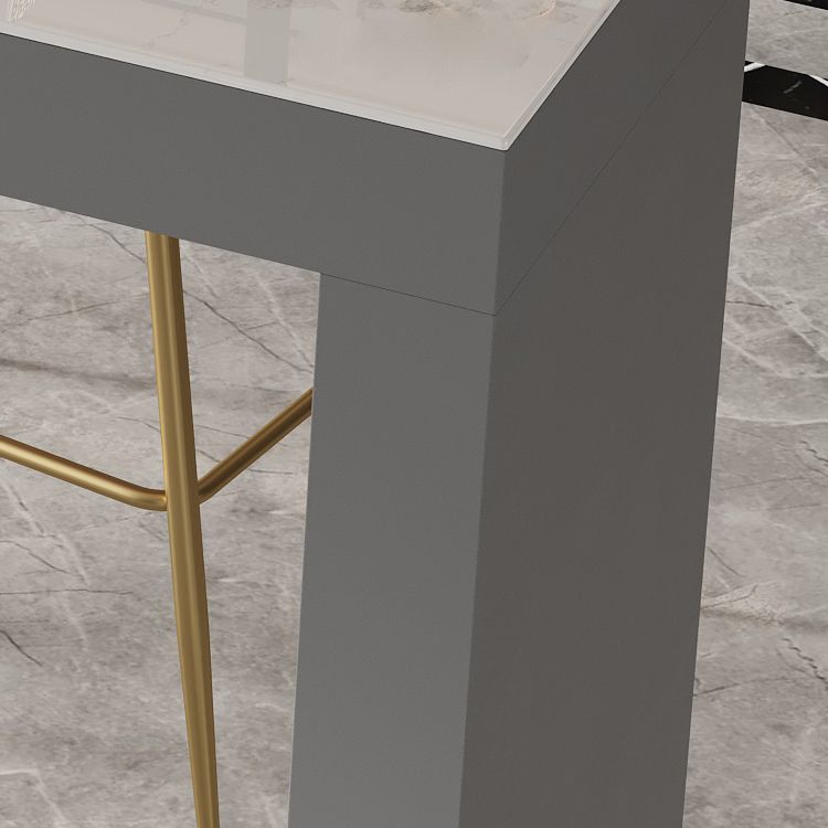 Glam Style Bar Table Rectangle Stone Bar Dining Table for Living Room