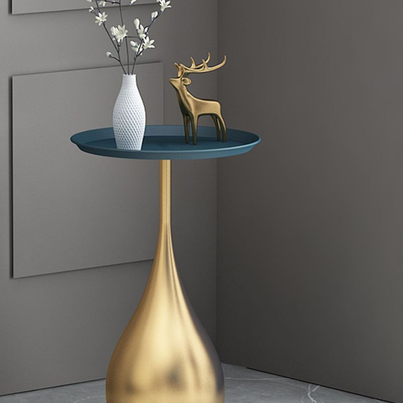 Contemporary 21.7" Tall Pedestal Table Slate Top Round Side End Table