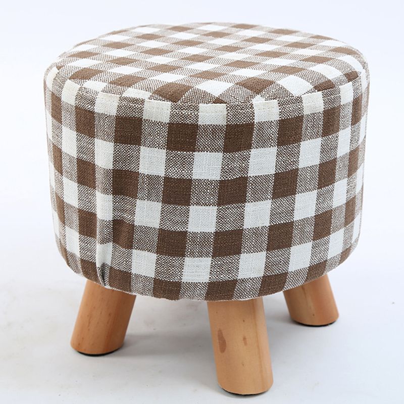 Trendy Cotton Blend Ottoman Plain Round Indoor Footstool Ottoman