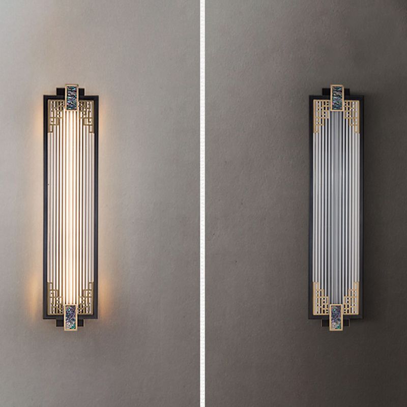 Modern Metal Wall Sconce Rectangle Shape Sconce Lights with Glass Shade for Living Room