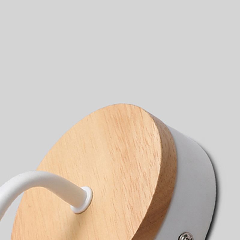 Nordic Elemy Bare Balb Wall Light Gnonce Metal and Wood 1 Light Bedroom Wall Lampe With Curved Bras en blanc