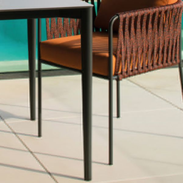 Rectangle Stone Top and Aluminum Frame Patio Table Industrial Outdoor Patio Table