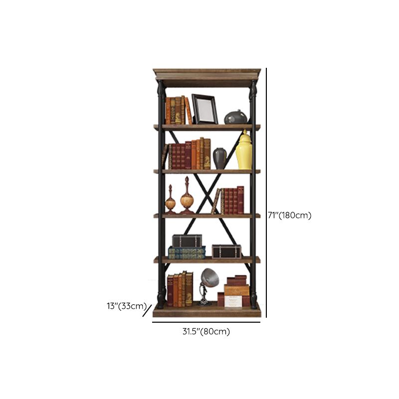 Industrial Style Open Back Bookshelf Standard Metal Bookcase with Rectangular Shelves