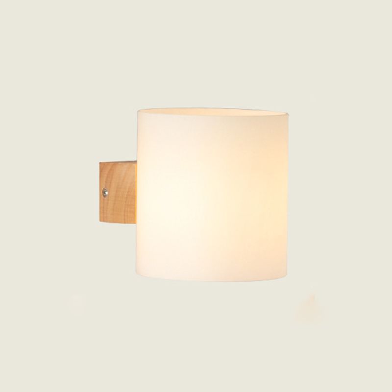 Modern Style Cylinder Shape Wall Lamp Wood Sconces Light for Bedroom