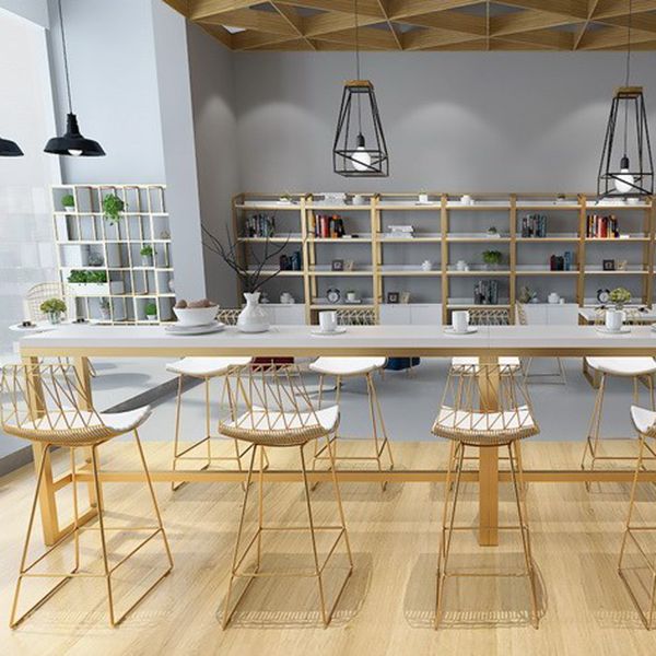 Glam 1/4/7 Pieces Bar Table Set Rectangle Pine Wood Counter Table with High Stools