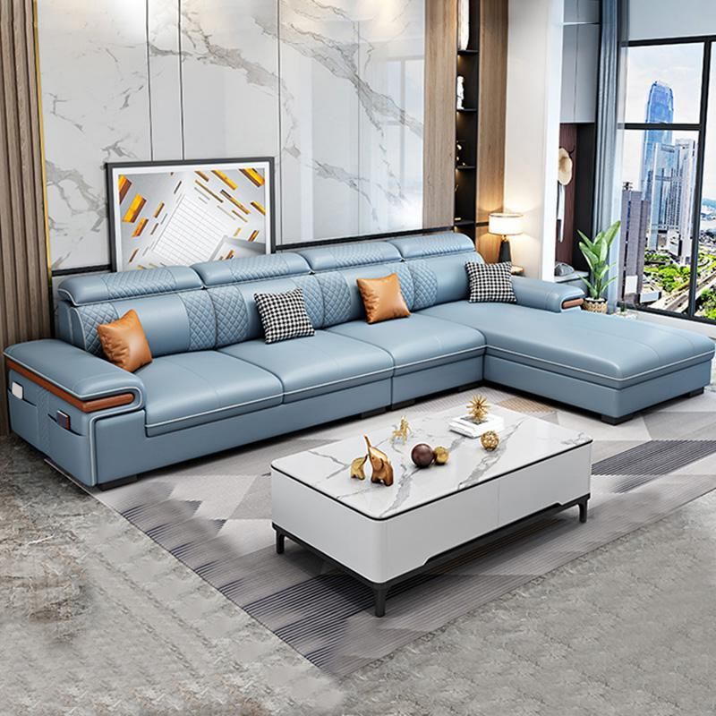 Modern Faux Leather Sofa with Pillow Top Arm for Living Room