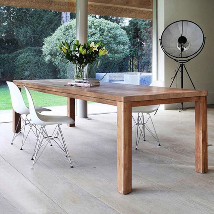 Mesa de rectángulo de madera de pino mesa de comedor moderna con 4 patas para restaurante