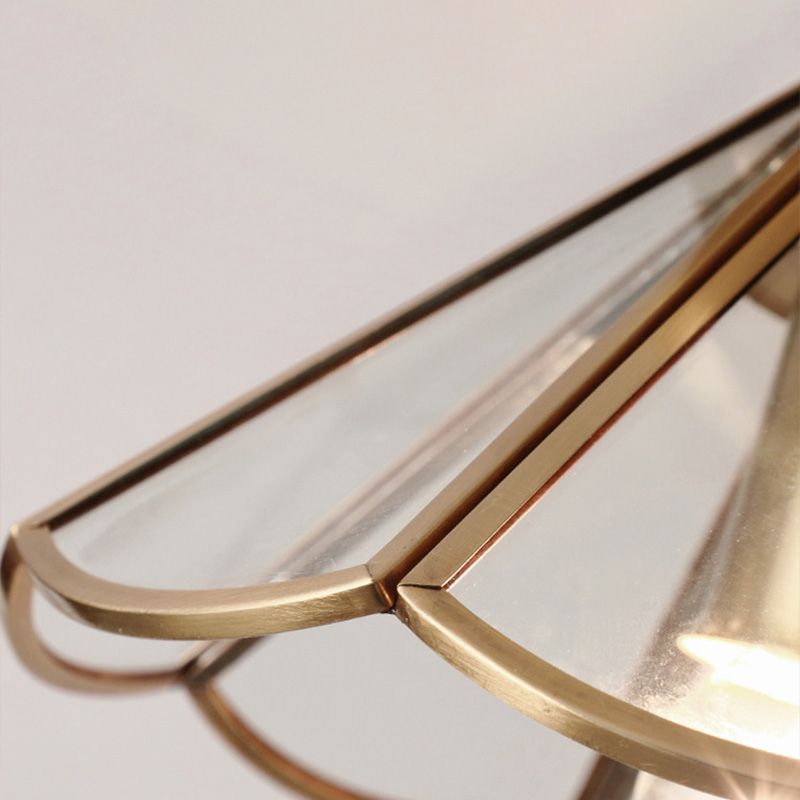 Lámpara de montaje en techo de vidrio, lámpara montada en techo de pasillo festoneado dorado minimalista