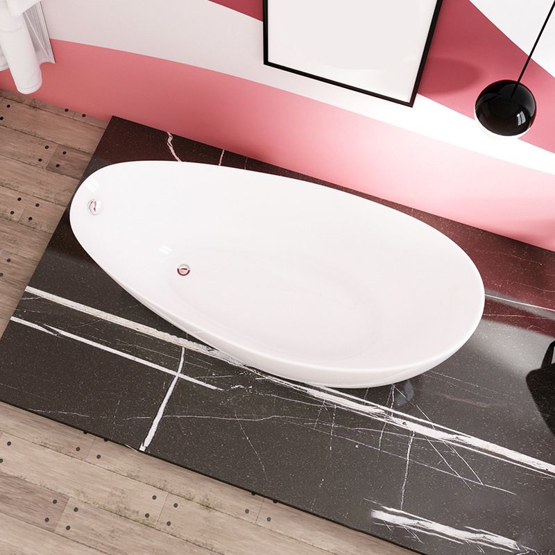 Acrylic Oval Bathtub for Bathroom Modern Soaking Freestanding Tub