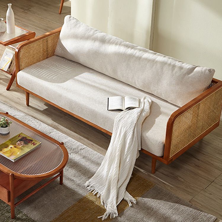 Solid Wood Square Arm Sofa Tropical Cushions Sofa for Living Room