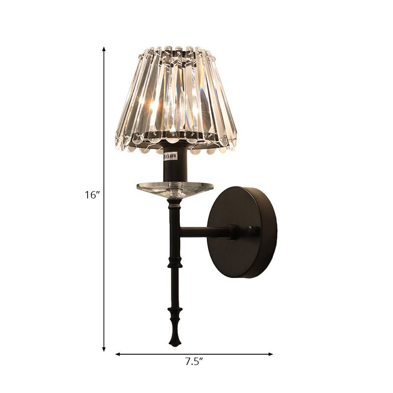 Funzione illuminazione a parete conica moderna moderna elegante cristallo chiaro 1 luce da parete in oro chiaro per soggiorno