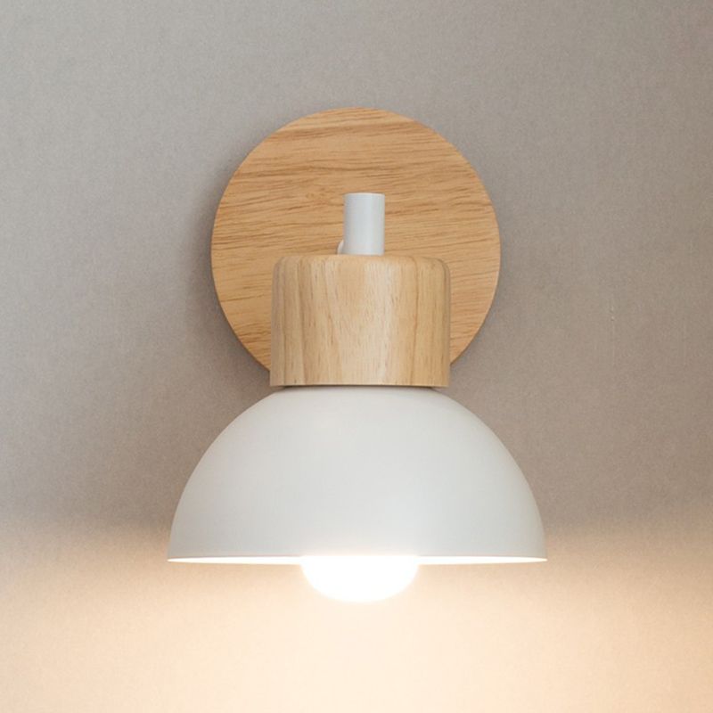 Lámpara de pared de madera hemi en el estilo conciso moderno luz de pared de hierro forjado para dormitorio