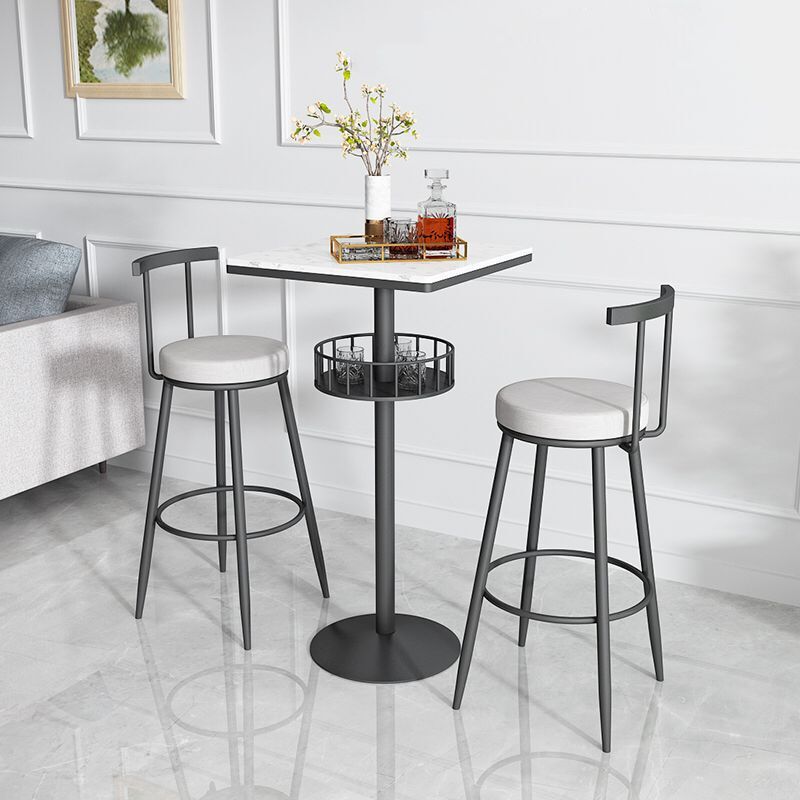 Glam Metal Upholstered Barstool Indoor Bar Stool with Iron Legs