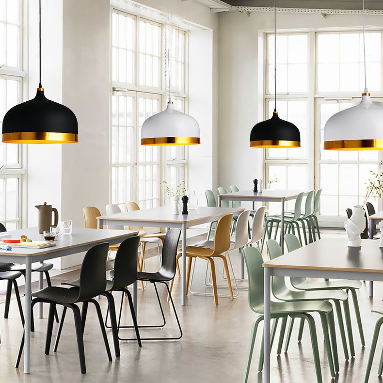 Postmodern Dome Shade Pendant Lamp Metal 1-Light Dining Room Hanging Light Fixture