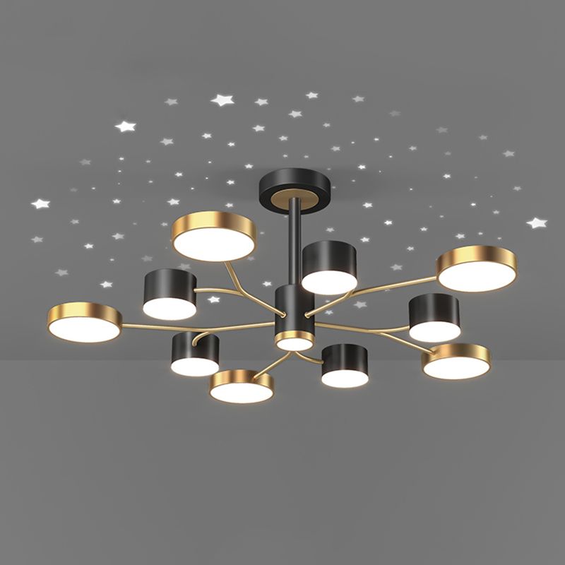 Araña contemporánea de metal redondeo de metal lámparas colgantes para dormitorio de sala de estar