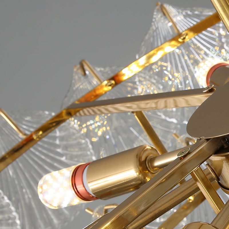 Gold Modern Metal Ceiling Light Geometric Shape Island Light with Shell Shade for Bedroom