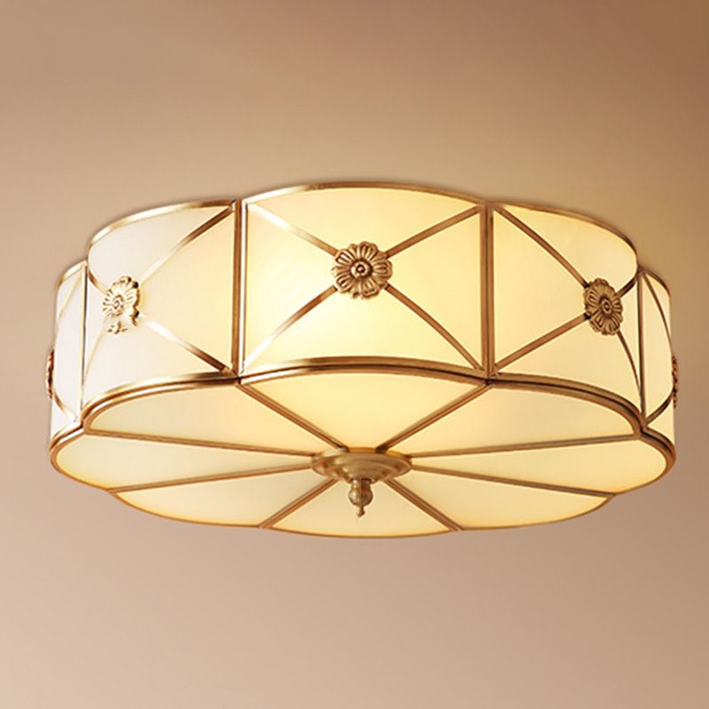 Soporte de montaje de descarga tradicional de montaje de descarga de luz de montaje con la sombra de vidrio de Clover en oro