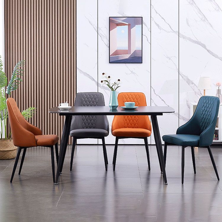 Modern Dining Parsons Chair Armless Chairs with Metal Legs for Kitchen