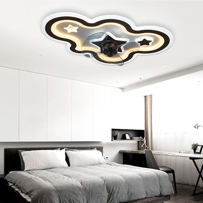 Cloud and Star semifulco leggero moderno moderno lampada da ventola a soffitto a led camera da letto