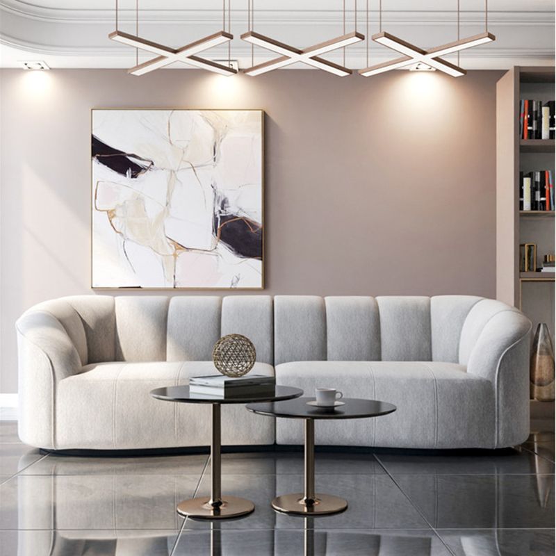 29.52" High Tuxedo Arm Sofa Gray Modern 3/4-seater Fabric Sofa