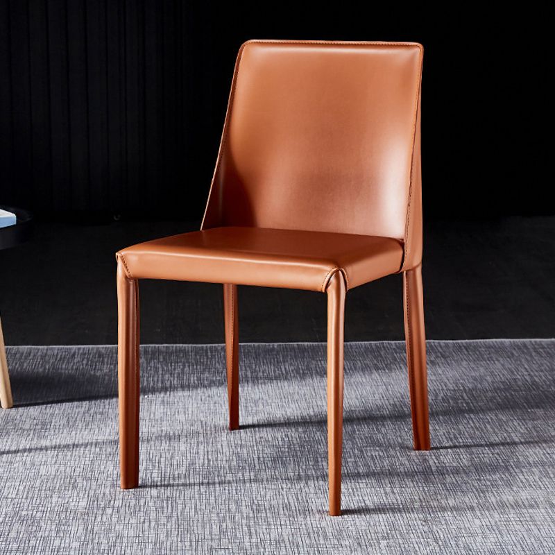 Solid Back Chair Contemporary Modern Leather Indoor-Outdoor Side Chair