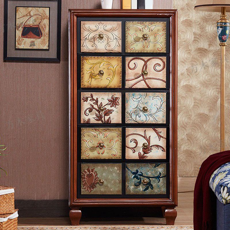 Traditional Solid Wood Storage Chest Bedroom Chest in Brown with Drawers