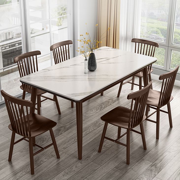 Contemporary Sintered Stone Top Standard Dining Set White for Kitchen Dining Set with 4 Legs Table