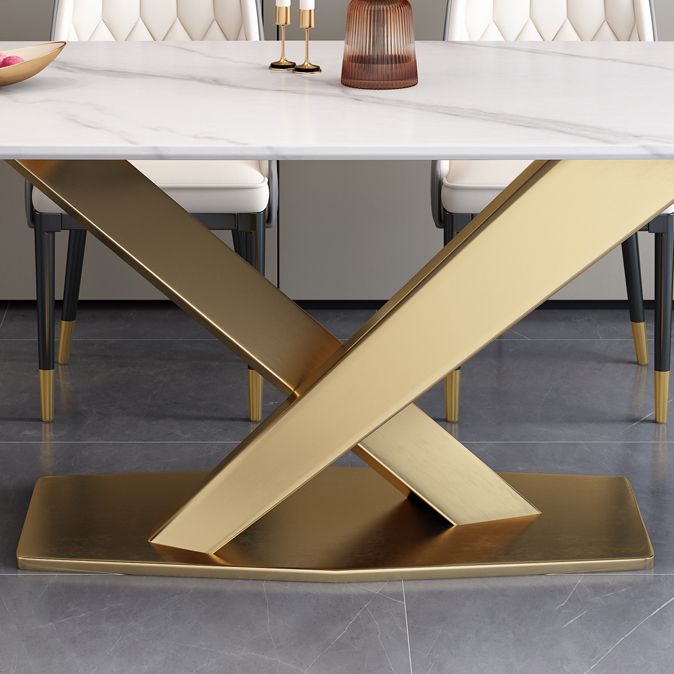 Glam Style Standard Sintered Stone Top Dining Room Set of Rectangle Shape for Kitchen Table Set