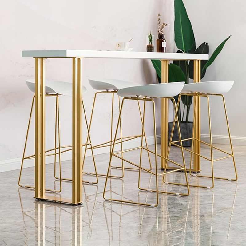 White Wood Table Rectangle Contemporary with Metal Base Cocktail Table with Base