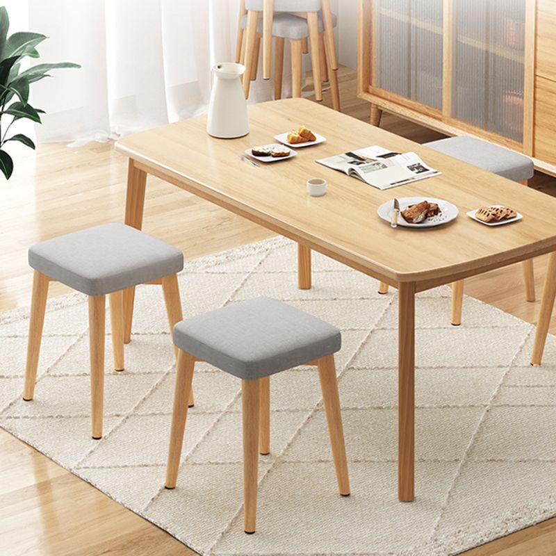 Wood Pouf Contemporary Square Solid Color Ottoman with Wooden Feet