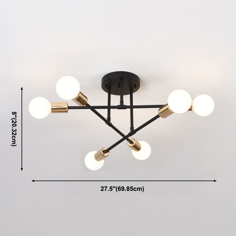 Metal Sputnik Semi Flush Mount Ceiling Light Minimalist Style Semi Flush Mount Chandelier
