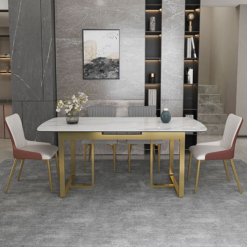 Glam 1/4/5/7 Pieces Dining Table Set with White Sintered Stone Top Scalable Dinette Set