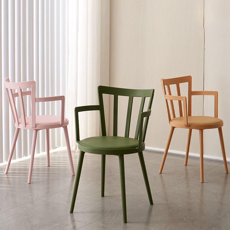 Modern Dining Chairs Arm Dining Chair with Plastic Legs for Kitchen
