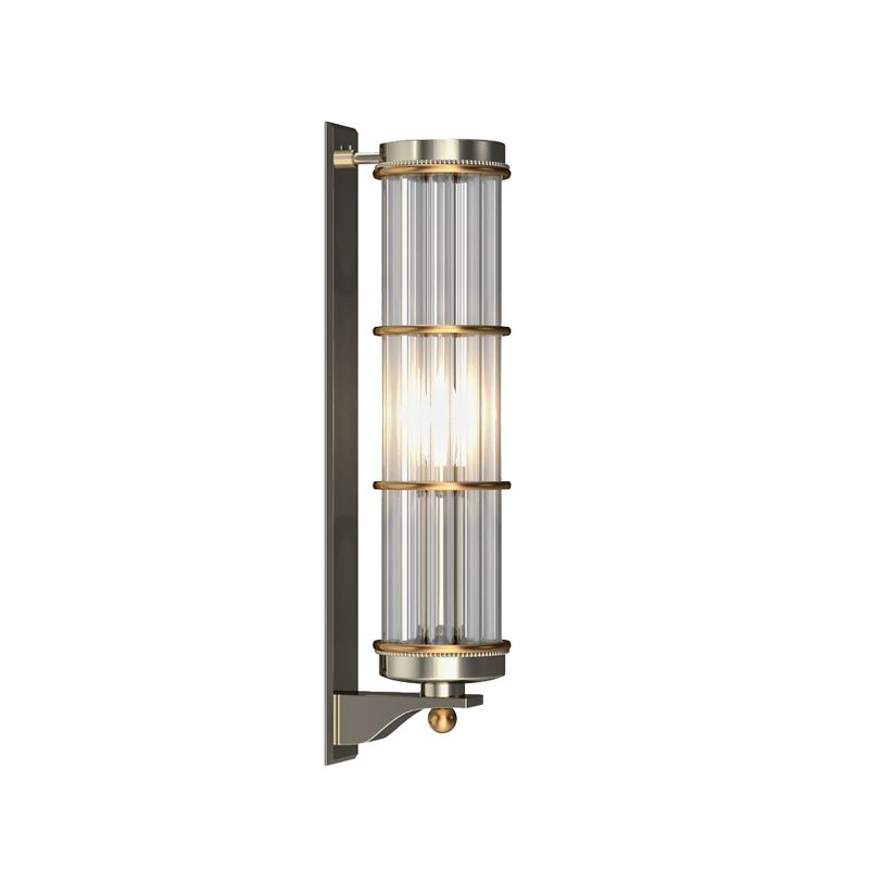 Satin Nickel Cylindrical Wall Lighting 1 Bulb Contemporary Wall Sconce with Crystal Pipe for Living Room