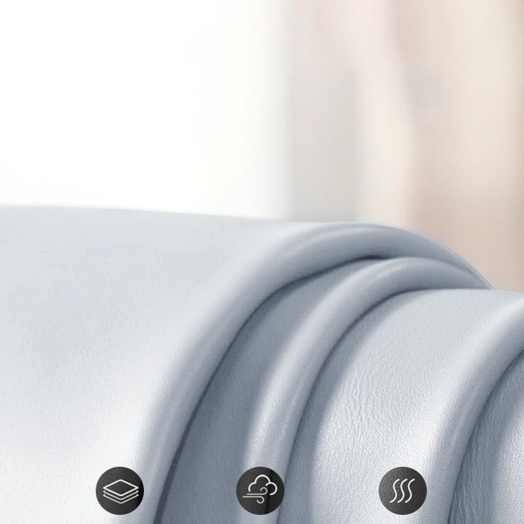 Contemporary Blue Faux Leather Sofa & Chaise for Living Room