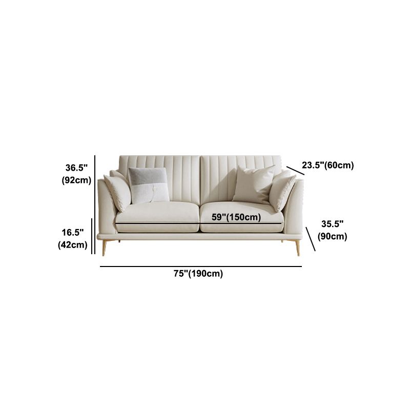 Faux Leather Sofa 35.43" D x 36.22" H Square Arm Sofa for Living Room