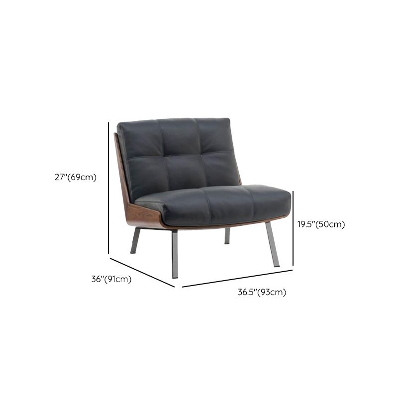 Industrial Lounge Chair Solid Color Cushion Back Basic Four Leg Reclining Accent Chair