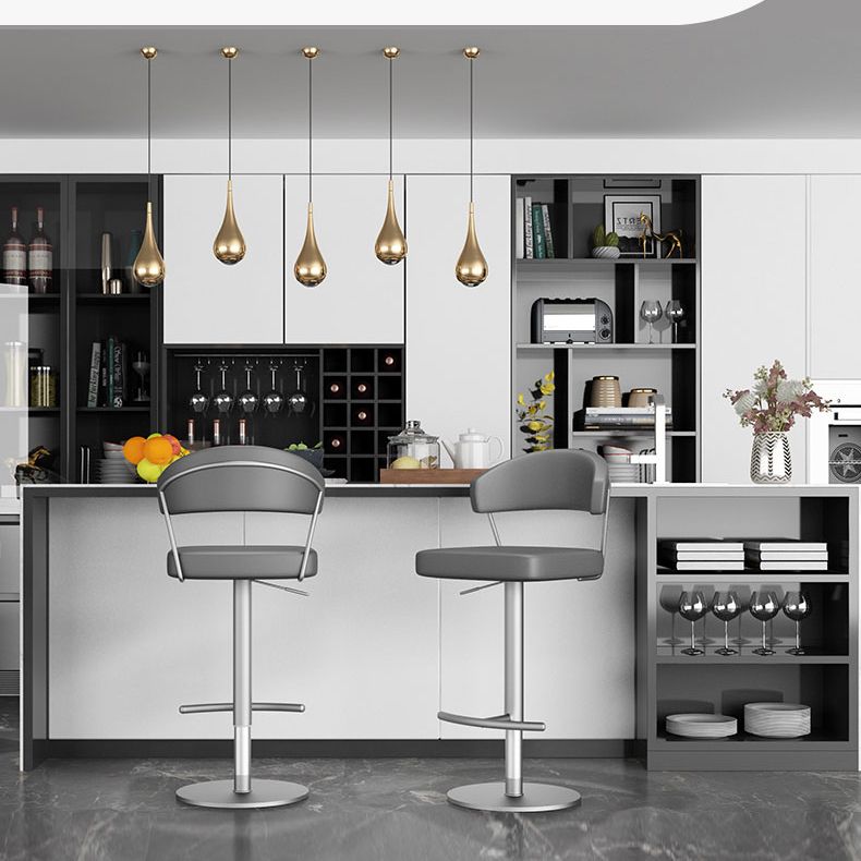 Leather Bar Stool Adjustable Backrest Counter Stool for Bristol With Cushion