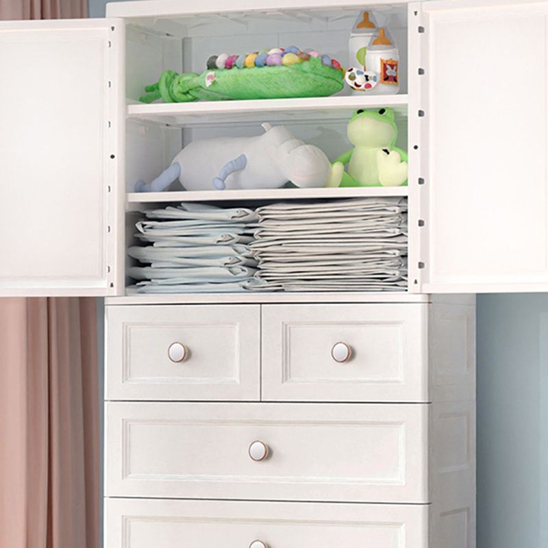 Plastic Matte Finish Storage Cabinet for Bedroom Contemporary Cabinet with Hinged Door