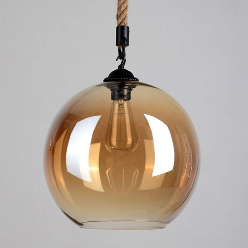 Amber 1 licht bolvormig glazen hanglamp industrieel eenvoudig touw restaurant hangende lamp